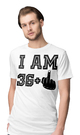 I AM 36+ - Biała - Koszulka z nadrukiem Męska