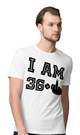 I AM 36+ - Biała - Koszulka z nadrukiem Męska