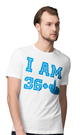 I AM 36+ - niebieski napis - Koszulka z nadrukiem Męska
