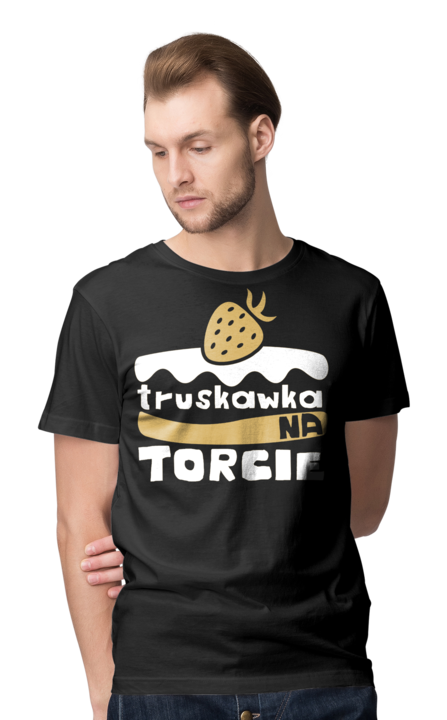 Truskawka na Torcie - Czarna - Koszulka z nadrukiem Męska
