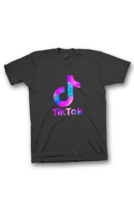 TIK-TOK - Czarna różowe logo - Koszulka z nadrukiem dziecięca
