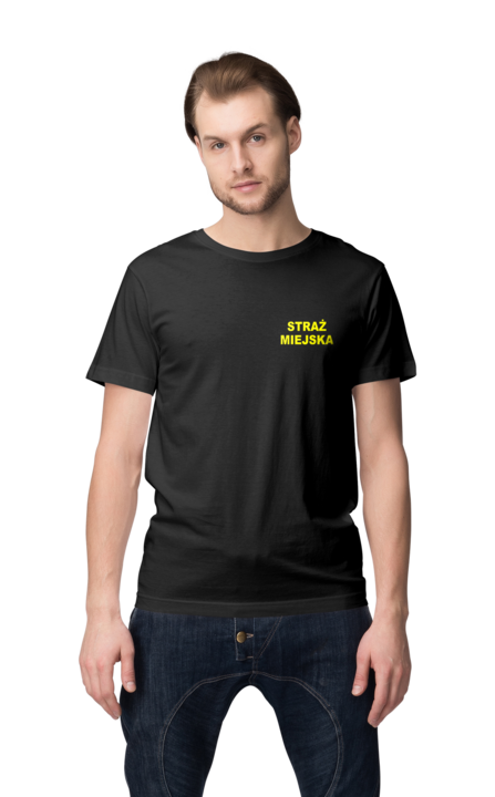 STRAŻ MIEJSKA - Czarna - Koszulka z nadrukiem Męska
