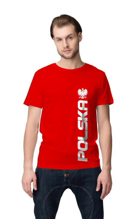 Koszulka Kibica POLSKA - Czerwona -  Koszulka z nadrukiem Męska
