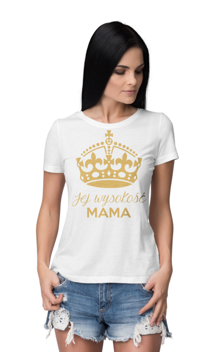 Jej wysokość mama - Biała - Koszulka z nadrukiem Damska