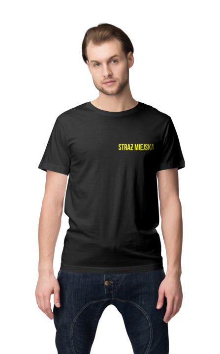 STRAŻ MIEJSKA - Czarna- Koszulka z nadrukiem Męska