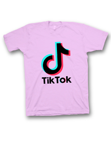 TIK-TOK - Różowa czarne logo - Koszulka z nadrukiem dziecięca
