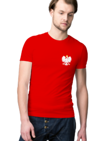 Koszulka Kibica POLSKA - Czerwona - Koszulka z nadrukiem Męska