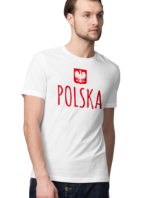 Koszulka Kibica POLSKA - Czarna - Koszulka z nadrukiem Męska