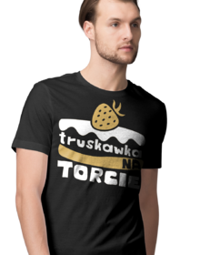 Truskawka na Torcie - Czarna - Koszulka z nadrukiem Męska