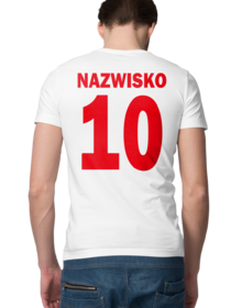Koszulka Kibica POLSKA - Biała - Koszulka z nadrukiem Męska