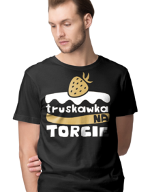 Truskawka na Torcie - Biała -  Koszulka z nadrukiem Męska