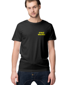 STRAŻ MIEJSKA - Czarna - Koszulka z nadrukiem Męska