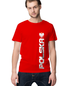 Koszulka Kibica POLSKA - Czarna - Koszulka z nadrukiem Męska