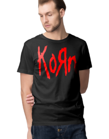 Korn - Czarna - Koszulka z nadrukiem Męska