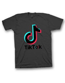 TIK-TOK - Czarna różowe logo - Koszulka z nadrukiem dziecięca