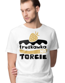 Truskawka na Torcie - Biała -  Koszulka z nadrukiem Męska